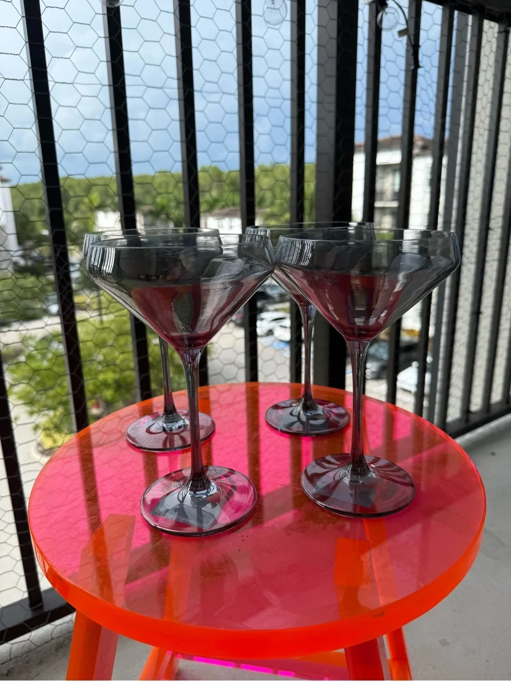 Smoked Gray Coupe Cocktail Glasses - Set of 4